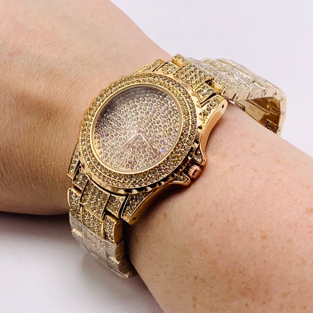 NEW Unisex Super Bling Rose Gold Watch